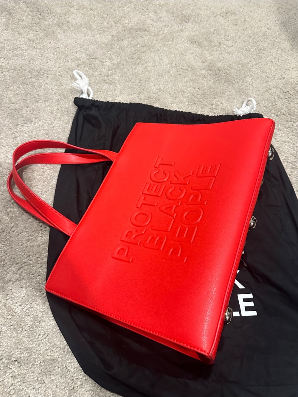 Red Embossed Statement Tote Bag